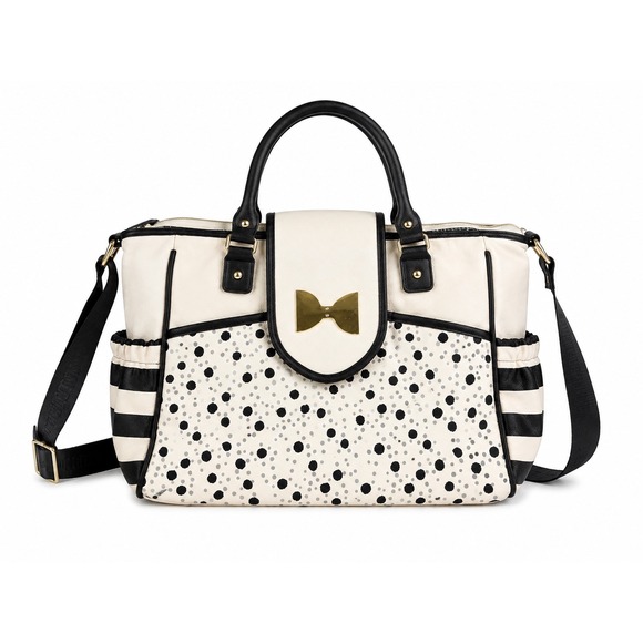 Betsey Johnson Handbags - Betsey Johnson Vintage Y2K White Polka Dot Bow Diaper Bag Crossbody Purse